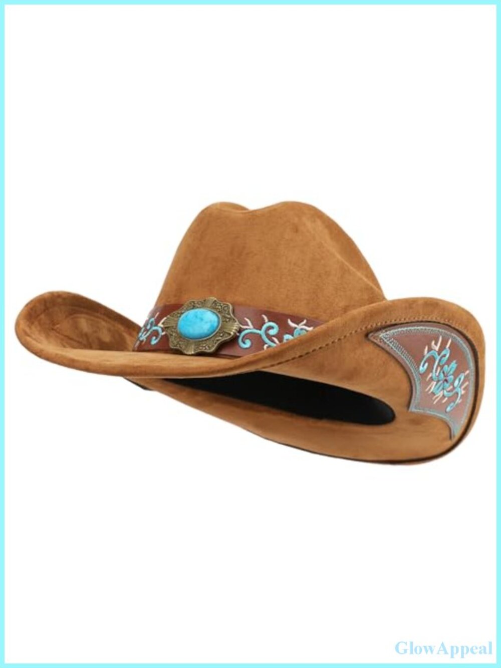 Western Cowboy Hat for Men Women Shapeable Wide Brim Embroidered Polyester